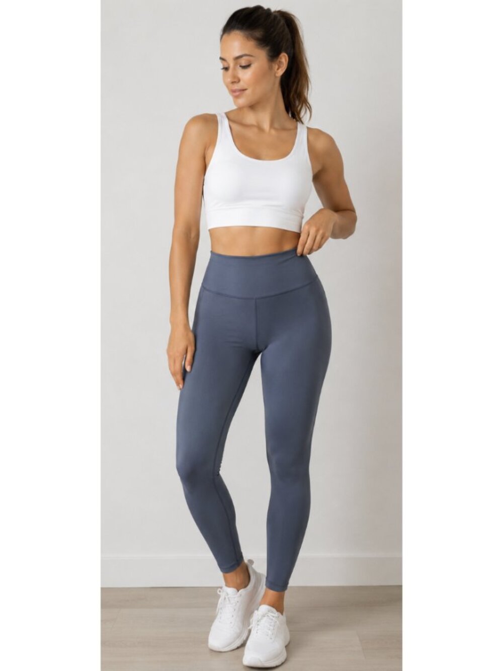 CHEAK Power Leggings in Gray Large Athleisure Gym Workout Travel Yoga Stretch